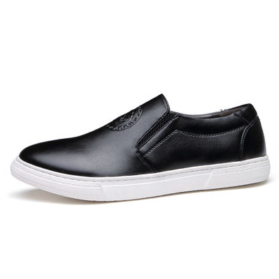 OEM ODM Uomo Slip On Scarpe da ginnastica in pelle Nero / Marrone Con Sole Bianca