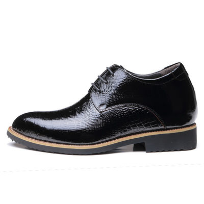 Stealth Increase 6cm Scarpe da uomo in ascensore di pelle vera nero pizzo scarpe da vestire