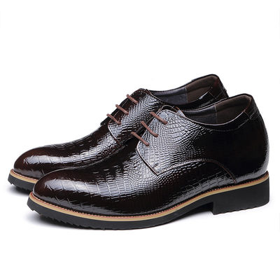 Stealth Increase 6cm Scarpe da uomo in ascensore di pelle vera nero pizzo scarpe da vestire