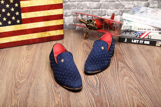 Slip On Men' s Casual Scarpe Blu / Nero Custom Con Rivets Metallici