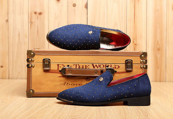 Slip On Men' s Casual Scarpe Blu / Nero Custom Con Rivets Metallici