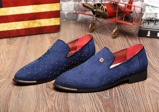 Slip On Men' s Casual Scarpe Blu / Nero Custom Con Rivets Metallici