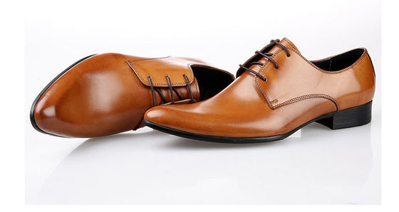 Scarpe da sposa da uomo a punta Giallo Lace Up Scarpe Oxford fatte a mano