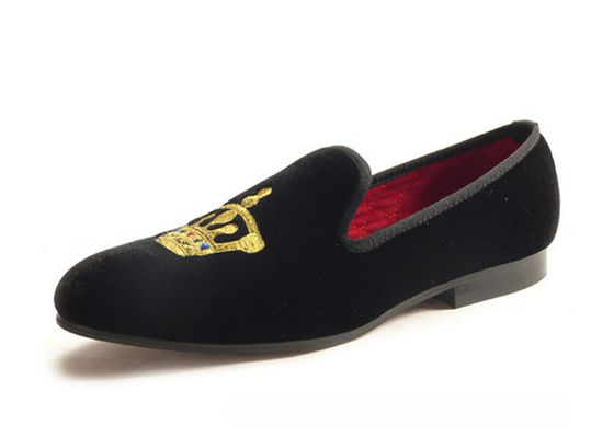 Motif Uomo Summer Loafers, Slip On Crown Brodery Uomo Velvet Slippers