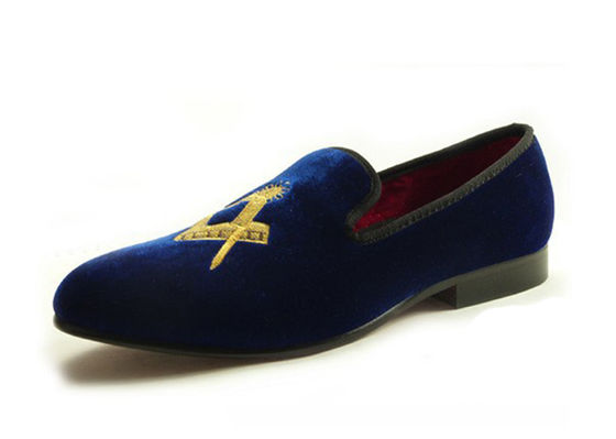 Calzature massoniche Uomini Loafers di velluto Principe nero pergamena - abito di pelle Loafers casual