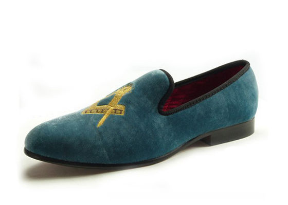 Calzature massoniche Uomini Loafers di velluto Principe nero pergamena - abito di pelle Loafers casual