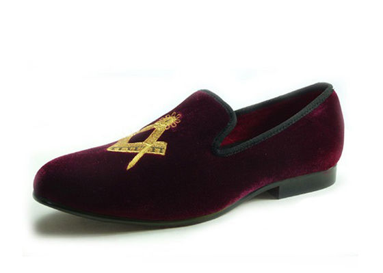 Calzature massoniche Uomini Loafers di velluto Principe nero pergamena - abito di pelle Loafers casual