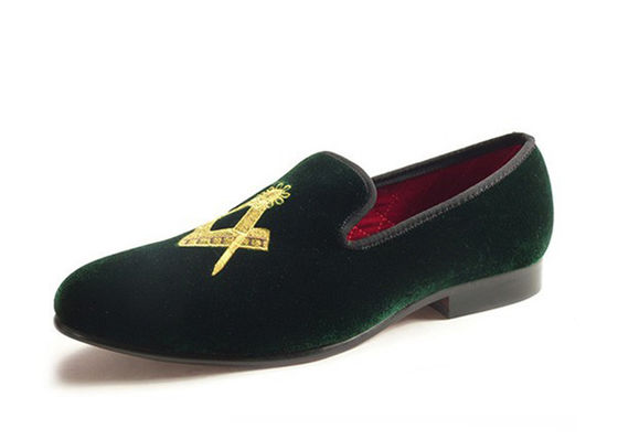 Calzature massoniche Uomini Loafers di velluto Principe nero pergamena - abito di pelle Loafers casual