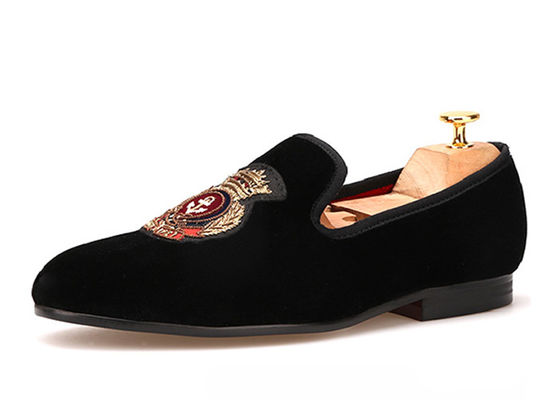 Logos Loafers di velluto ricamati stile reale pantofole di velluto di lusso per uomini