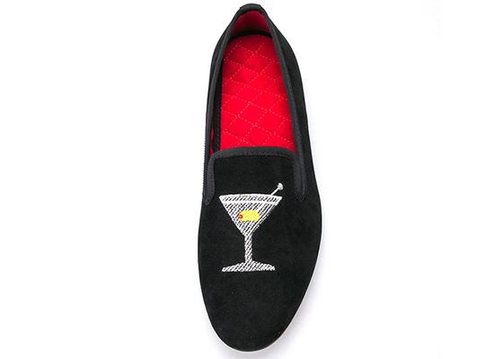 Ricami Maschili Pantaloni di velluto Maschili Scarpe da fumo nere Con disegno di vetro da vino