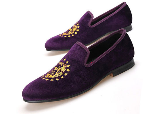 Scarpe da sole di velluto viola artigianale per uomini