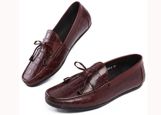 Casual Mens Loafers di pelle Anti Sliding Moccasins Bow Tie Scarpe piatte