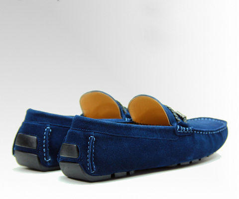 Legatevi le cravatte Casual Mens Blue Suede Loafers Genuine Leather Handmade Suede Shoes