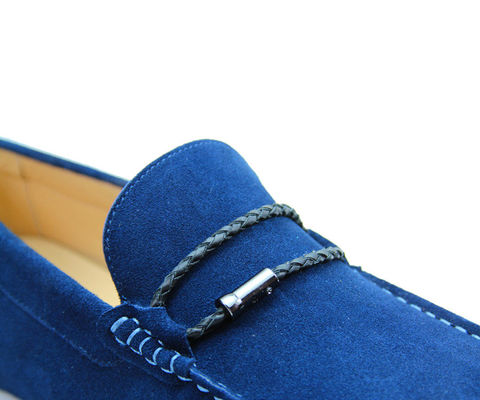 Legatevi le cravatte Casual Mens Blue Suede Loafers Genuine Leather Handmade Suede Shoes