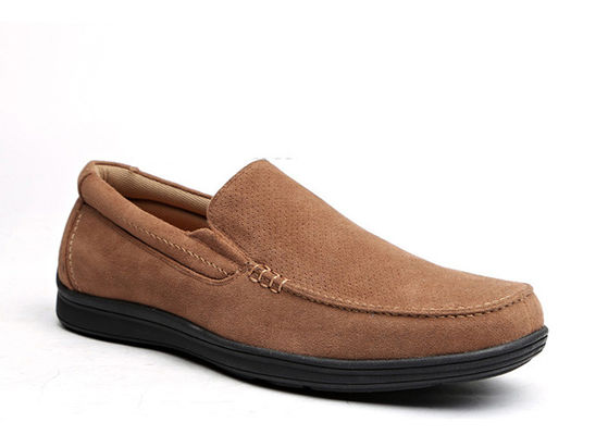 Calzature in pelle da uomo traspiranti da estate Calzature in pelle da uomo marroni rotonde per piedi da uomo Moccasins in camicia