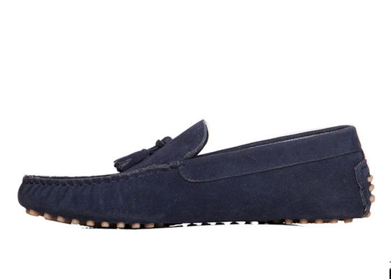 Calzature da guida da uomo in cuoio blu traspirante
