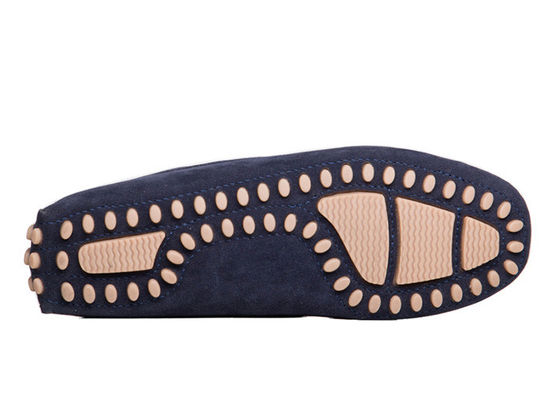 Calzature da guida da uomo in cuoio blu traspirante