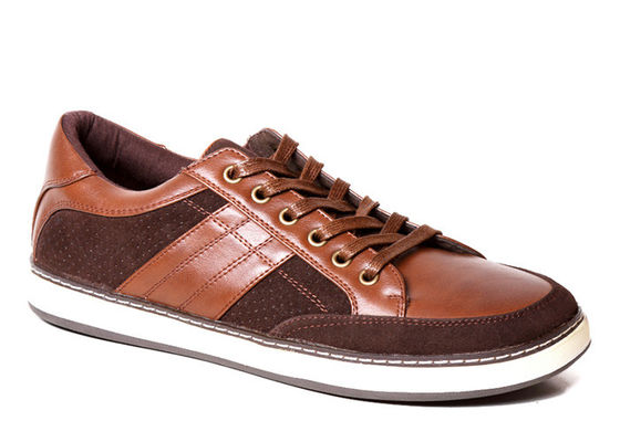 Scarpe da ginnastica da uomo classiche marroni, scarpe da uomo in pelle originale.