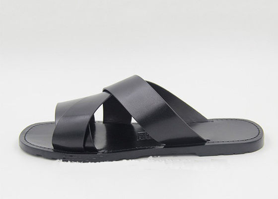 Moda Uomo Scarpe di pelle Flip Flops Nero Uomo Sandali di pelle estivi