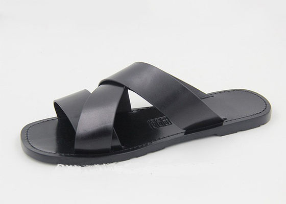 Moda Uomo Scarpe di pelle Flip Flops Nero Uomo Sandali di pelle estivi