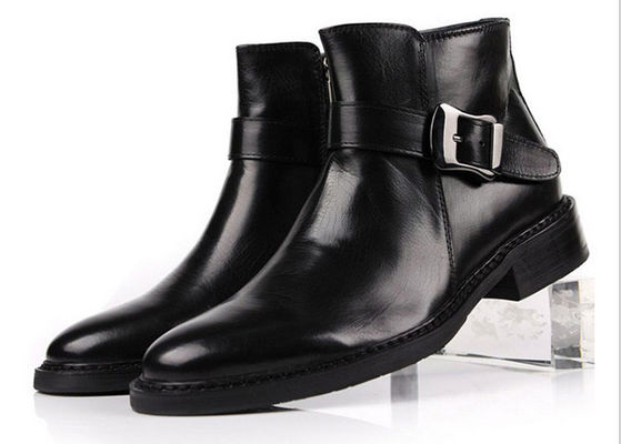 Stili Britannici Uomo Scarpe da caviglia a fibbia nera Uomo personalizzato Stivali con cerniera