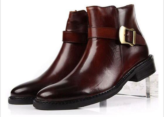 Stili Britannici Uomo Scarpe da caviglia a fibbia nera Uomo personalizzato Stivali con cerniera