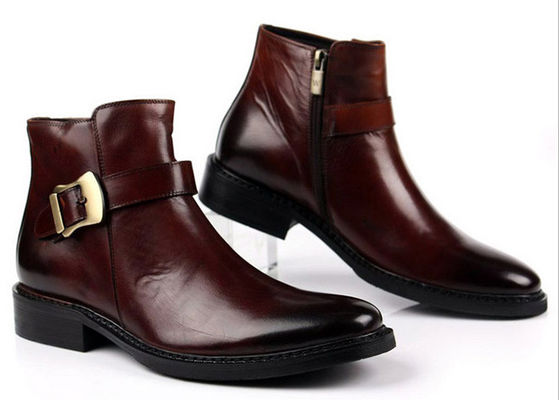 Stili Britannici Uomo Scarpe da caviglia a fibbia nera Uomo personalizzato Stivali con cerniera