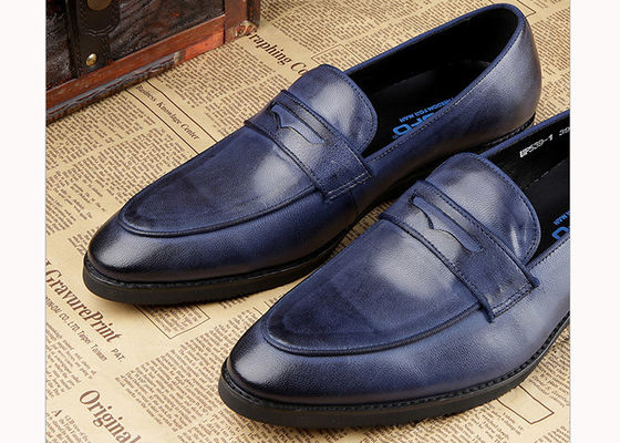 Calzature di lusso da uomo in pelle casual Oxford Mens Blue Brogue Calzature per festa / matrimonio