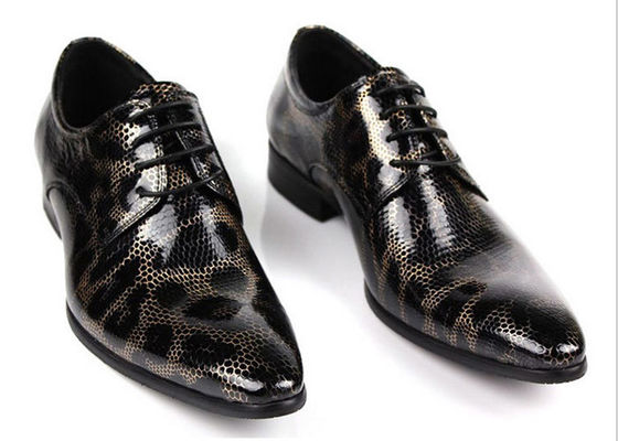 Stile Crocodile Uomo Scarpe Nero Brogue, Moda Club Notturno Scarpe Veritiere di Pelle di Serpente