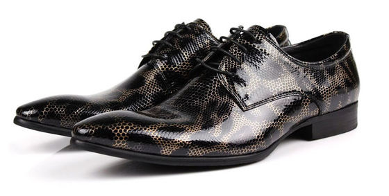 Stile Crocodile Uomo Scarpe Nero Brogue, Moda Club Notturno Scarpe Veritiere di Pelle di Serpente