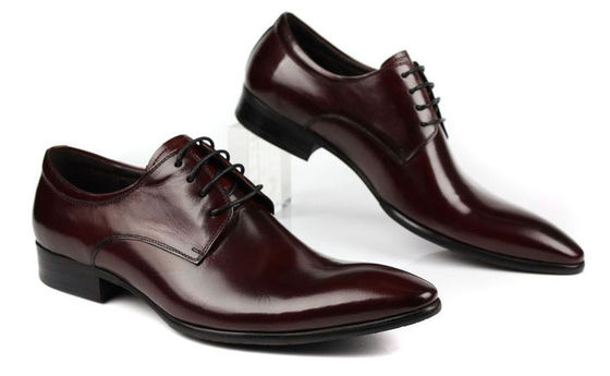 Calzature da uomo in pelle in stile Oxford rosso scuro / nero scarpe da uomo in pizzo