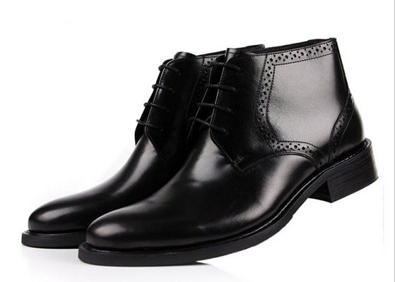 Full Grain Leather Mens Ankle Boots Round Toe Brown / Black Army Style Boots
