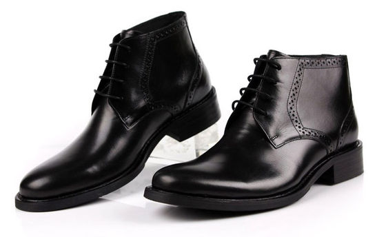 Full Grain Leather Mens Ankle Boots Round Toe Brown / Black Army Style Boots