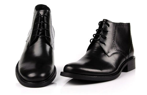 Full Grain Leather Mens Ankle Boots Round Toe Brown / Black Army Style Boots