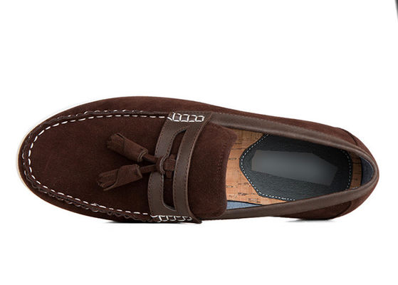 Calzature da uomo durevoli Tassels Flat Loafer Mens Scarpe da guida in pelle marrone