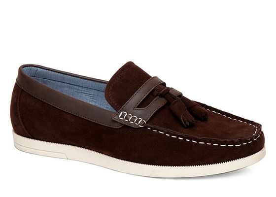 Calzature da uomo durevoli Tassels Flat Loafer Mens Scarpe da guida in pelle marrone