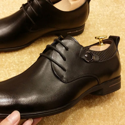 Scarpe da uomo in pelle italiana per matrimoni, scarpe da festa nere con lacci.