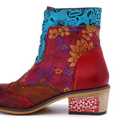 Stivali da cowgirl in pelle originale, stivali da caviglia in pelle da donna, grande taglia.