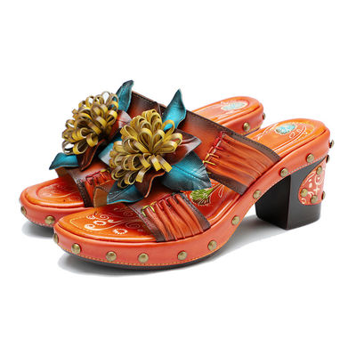 Moda fatta a mano Donna Sandali Scarpe 3D Fiori Piattaforma Scarpe da scarpe