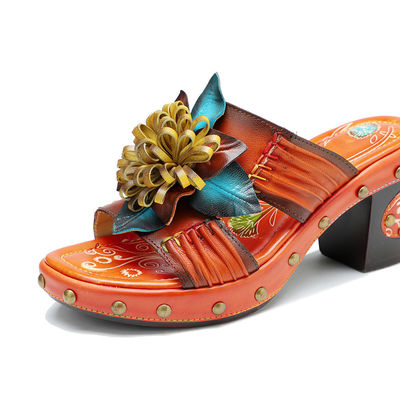 Moda fatta a mano Donna Sandali Scarpe 3D Fiori Piattaforma Scarpe da scarpe