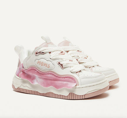 Scarpe da ginnastica in pelle da donna con suola spessa e casual