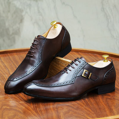 Embossing Patent Pelle Uomini abito formale scarpe marrone ODM approvato