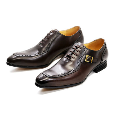 Embossing Patent Pelle Uomini abito formale scarpe marrone ODM approvato