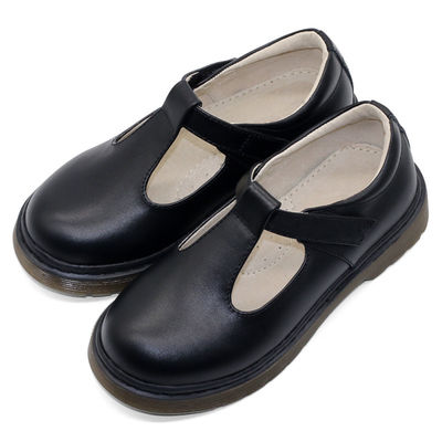Scarpe da scuola in pelle nera personalizzate con tacco piatto / suola di gomma