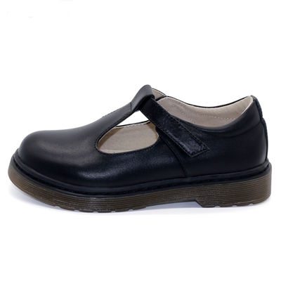 Scarpe da scuola in pelle nera personalizzate con tacco piatto / suola di gomma