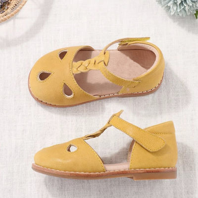 Scarpe da scuola in pelle gialla Scarpe da bambino da pelle gialla