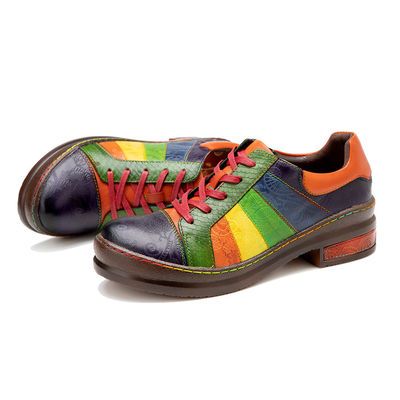 Calzature da abito da donna a modello solido personalizzate Calzature piatte arcobaleno lucidate a mano