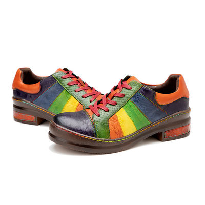 Calzature da abito da donna a modello solido personalizzate Calzature piatte arcobaleno lucidate a mano
