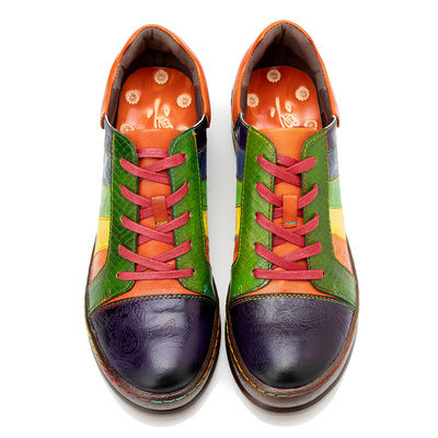 Calzature da abito da donna a modello solido personalizzate Calzature piatte arcobaleno lucidate a mano