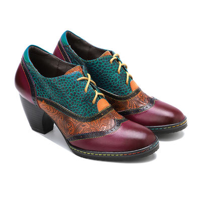 Stile retrò abiti da donna scarpe in pelle scarpe da donna con suola in gomma